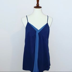 Gap Blue Tank Top with Chiffon Inlay | Large